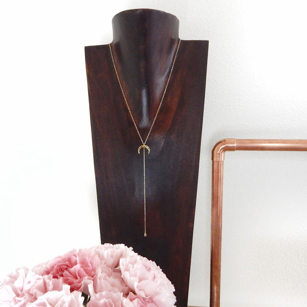 Lune - crescent Y necklace