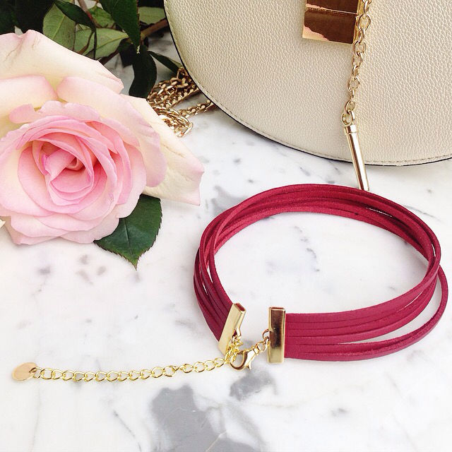 Isabella - Red Faux Leather Six Stranded Choker