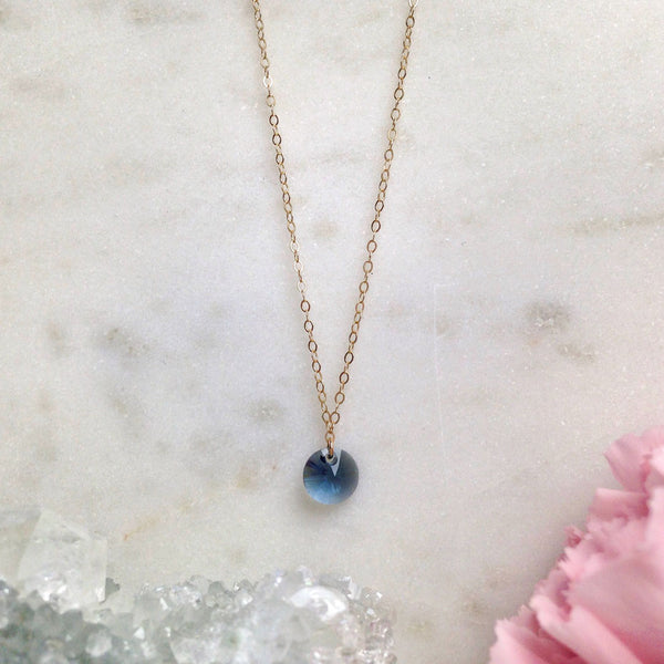 MOVV - Ciella dainty gold-fill and blue swarovski crystal necklace