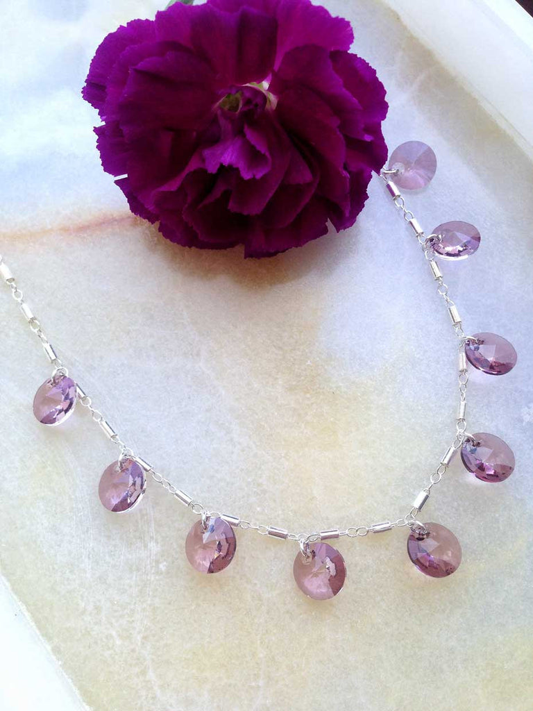 Gia in Sterling Silver with Pink Swarovski Crystals