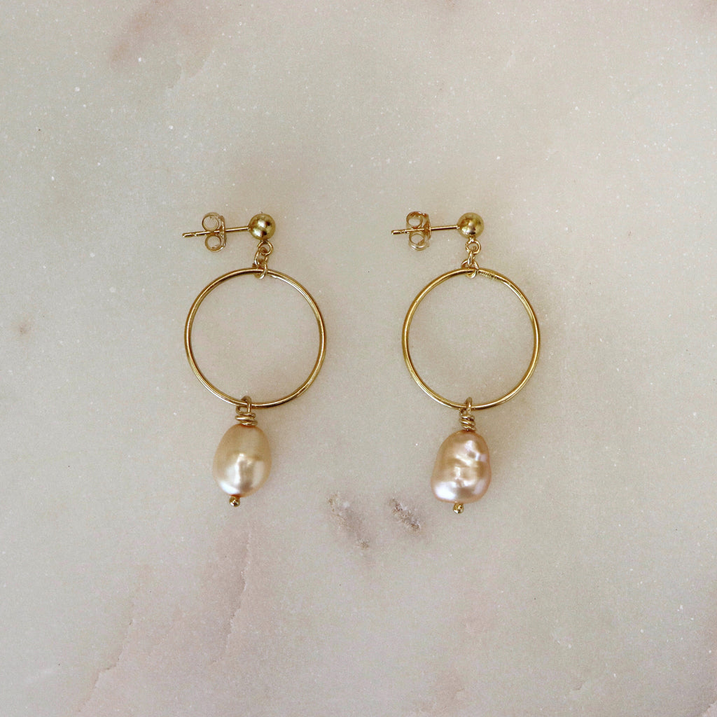 MOVV - Fia Gold Filled Pearl Drop Hoop Earring