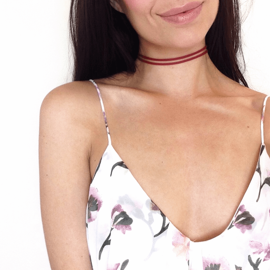 Lilia - Red Two Strand Faux Leather Choker