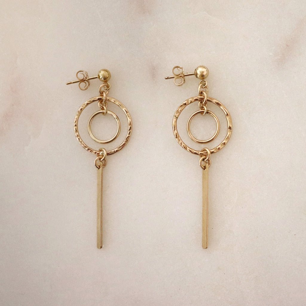 MOVV Sienna Gold Filled Hoop Drop Bar Earrings